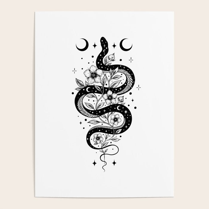 Serpent Spell -Black and White Poster Gallery Image 1