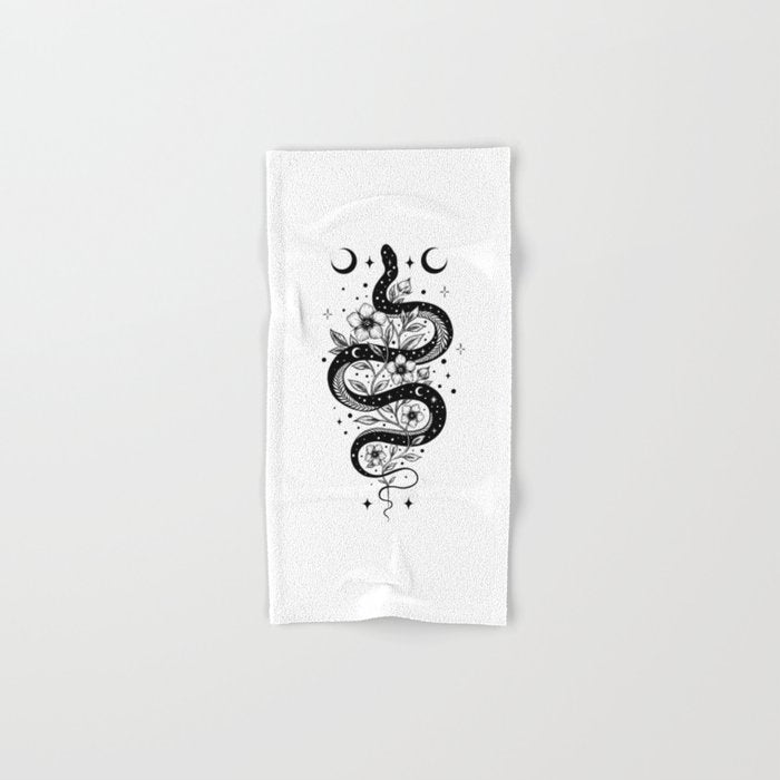 Serpent Spell -Black and White Bath Towel Gallery Image 1