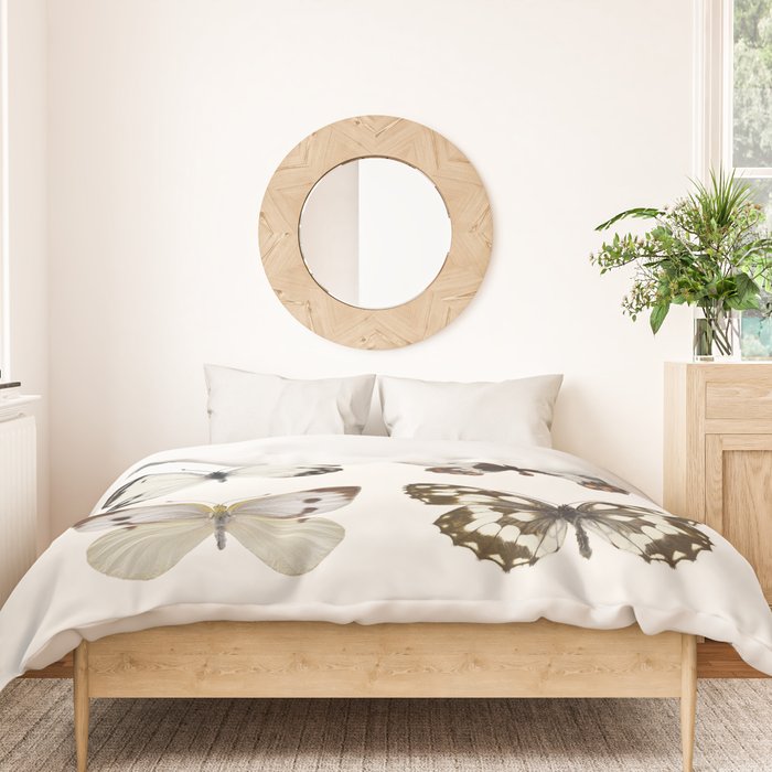 Butterflies in Neutral Colors Duvet Cover Gallery Image 3