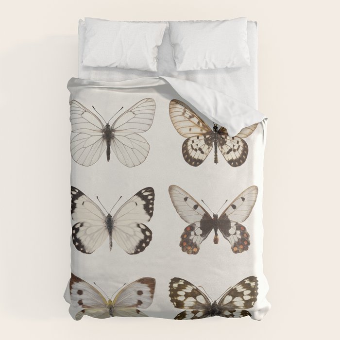 Butterflies in Neutral Colors Duvet Cover Gallery Image 6