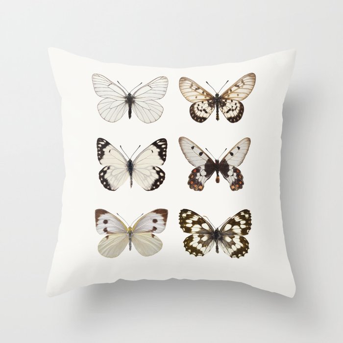 Butterflies in Neutral Colors Throw Pillow Gallery Image 1