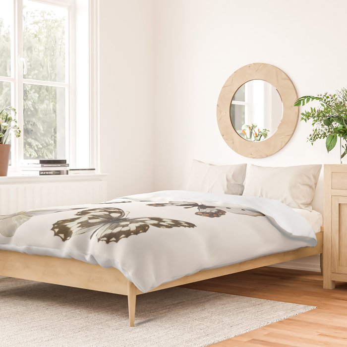Butterflies in Neutral Colors Duvet Cover Gallery Image 2