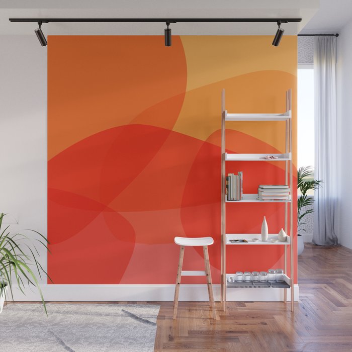 Abstract Organic Shapes in Red Wall Mural Gallery Image 1