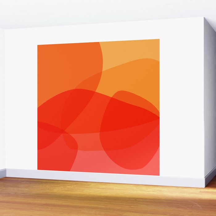 Abstract Organic Shapes in Red Wall Mural Gallery Image 2