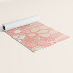 Retro Garden Flowers and Stripes Vintage Aesthetic Floral Pattern in Pastel Pink Peach Yoga Mat Gallery Image 2