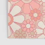 Retro Garden Flowers and Stripes Vintage Aesthetic Floral Pattern in Pastel Pink Peach Poster Gallery Image 3