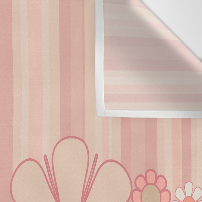 Retro Garden Flowers and Stripes Vintage Aesthetic Floral Pattern in Pastel Pink Peach Wall Tapestry Gallery Image 3