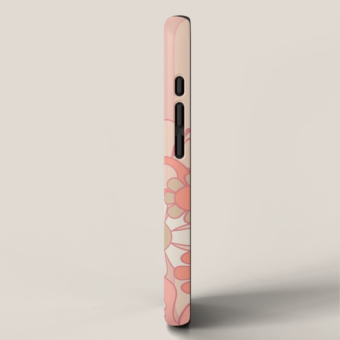 Retro Garden Flowers and Stripes Vintage Aesthetic Floral Pattern in Pastel Pink Peach iPhone Case Gallery Image 2