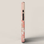 Retro Garden Flowers and Stripes Vintage Aesthetic Floral Pattern in Pastel Pink Peach iPhone Case Gallery Image 2