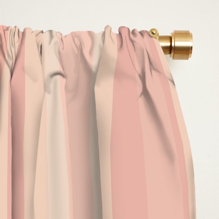 Retro Garden Flowers and Stripes Vintage Aesthetic Floral Pattern in Pastel Pink Peach Window Curtain Gallery Image 2