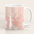 Retro Garden Flowers and Stripes Vintage Aesthetic Floral Pattern in Pastel Pink Peach Coffee Mug Gallery Image 1