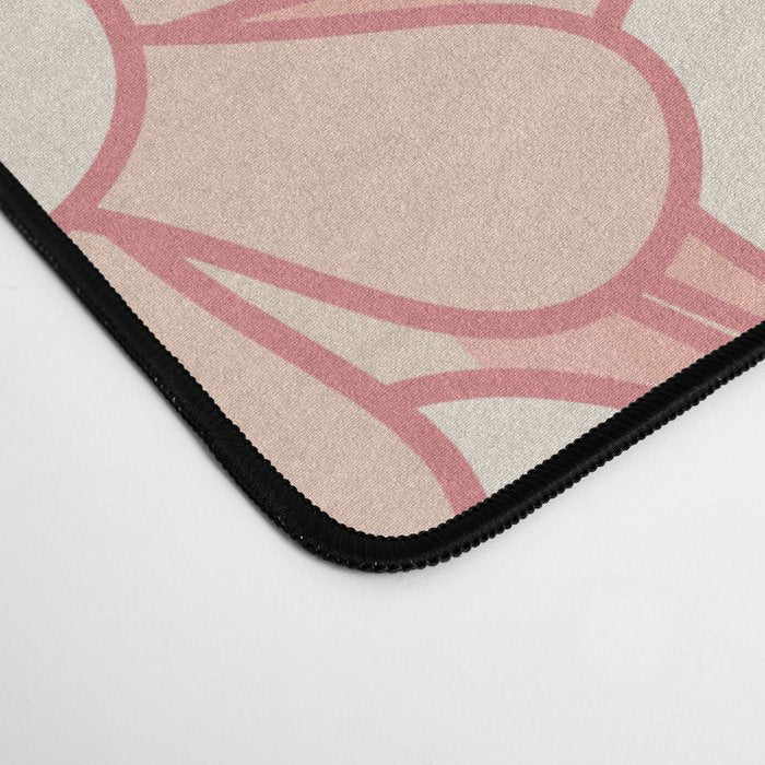 Retro Garden Flowers and Stripes Vintage Aesthetic Floral Pattern in Pastel Pink Peach Desk Mat Gallery Image 4