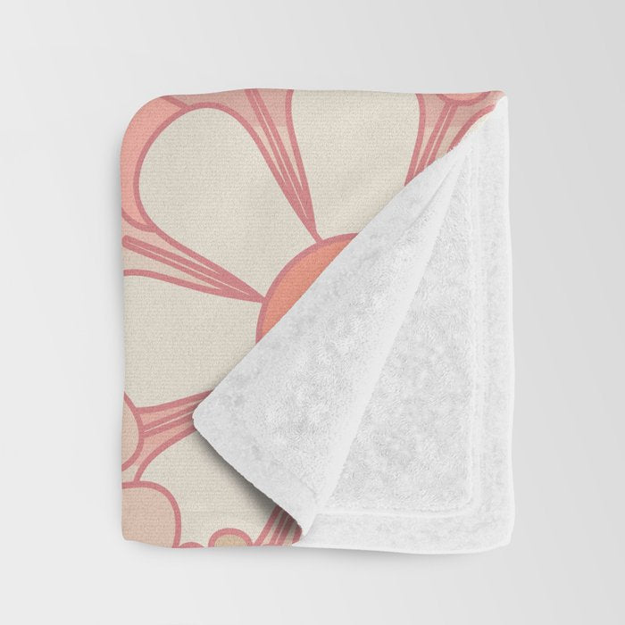 Retro Garden Flowers and Stripes Vintage Aesthetic Floral Pattern in Pastel Pink Peach Throw Blanket Gallery Image 3
