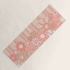 Retro Garden Flowers and Stripes Vintage Aesthetic Floral Pattern in Pastel Pink Peach Yoga Mat Gallery Image 1