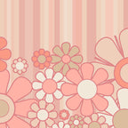 Retro Garden Flowers and Stripes Vintage Aesthetic Floral Pattern in Pastel Pink Peach Coffee Mug Gallery Image 2