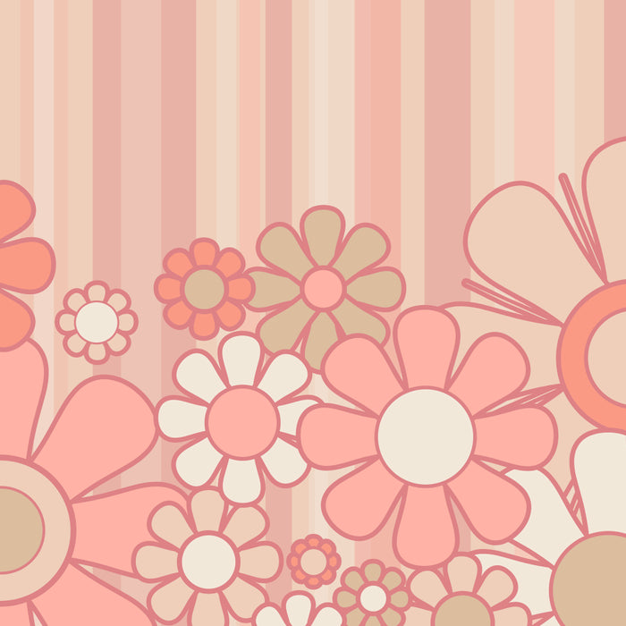 Retro Garden Flowers and Stripes Vintage Aesthetic Floral Pattern in Pastel Pink Peach Coffee Mug Gallery Image 2