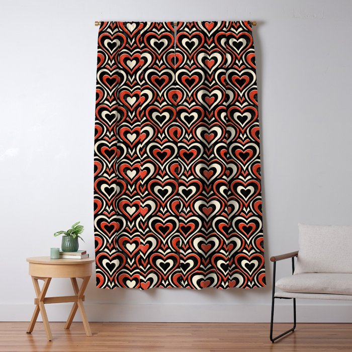 Sweethearts - red, black, and cream Window Curtain Gallery Image 5