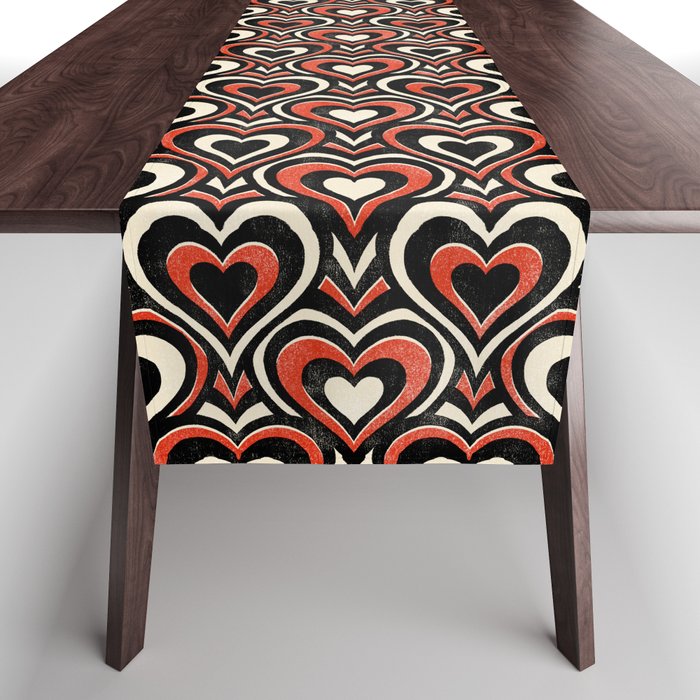 Sweethearts - red, black, and cream Table Runner Gallery Image 1