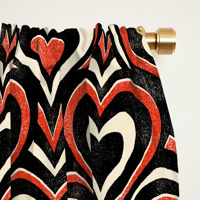Sweethearts - red, black, and cream Window Curtain Gallery Image 2