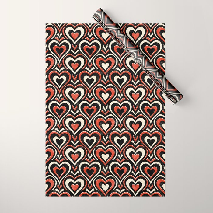 Sweethearts - red, black, and cream Wrapping Paper Gallery Image 1
