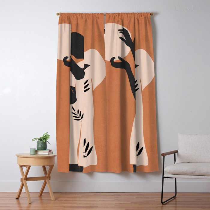 Minimal Abstract Art Sunset Girl 5 Window Curtain Gallery Image 5