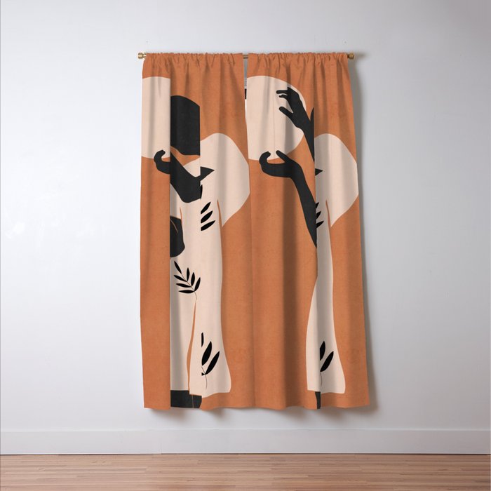 Minimal Abstract Art Sunset Girl 5 Window Curtain Gallery Image 3