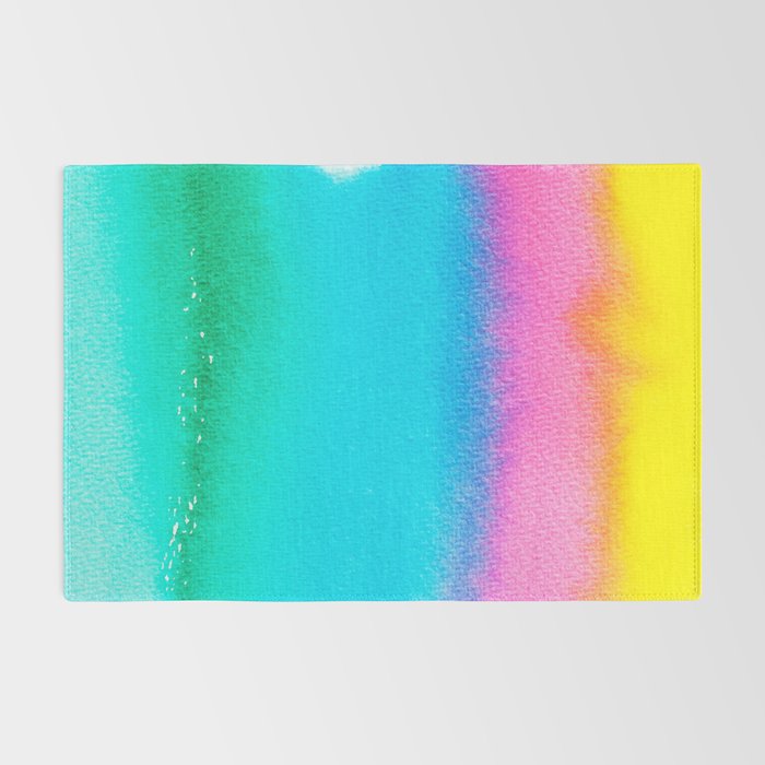 Rainbow, Watercolor Painting Abstract Colorful Fun, Urban Eclectic Contemporary Party Bohemian Rug Gallery Image 2