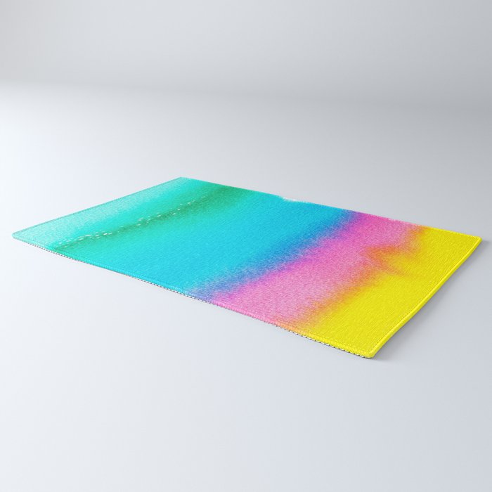 Rainbow, Watercolor Painting Abstract Colorful Fun, Urban Eclectic Contemporary Party Bohemian Rug Gallery Image 3