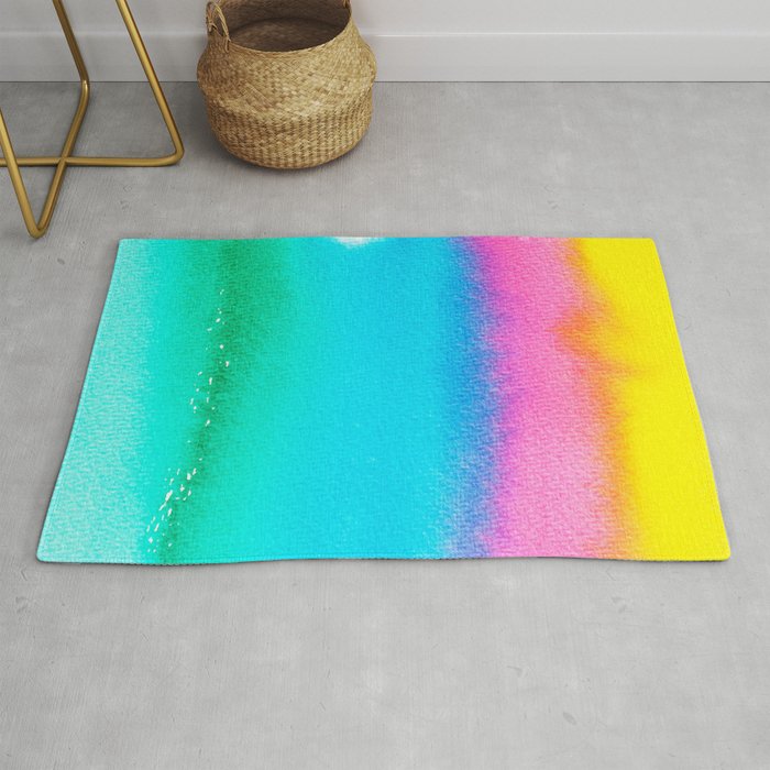Rainbow, Watercolor Painting Abstract Colorful Fun, Urban Eclectic Contemporary Party Bohemian Rug Gallery Image 1