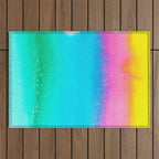 Rainbow, Watercolor Painting Abstract Colorful Fun, Urban Eclectic Contemporary Party Bohemian Outdoor Rug Gallery Image 1