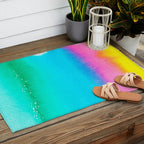 Rainbow, Watercolor Painting Abstract Colorful Fun, Urban Eclectic Contemporary Party Bohemian Outdoor Rug Gallery Image 2