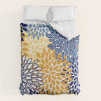 Floral Blooms, Yellow and Blue Flowers Duvet Cover Gallery Image 6