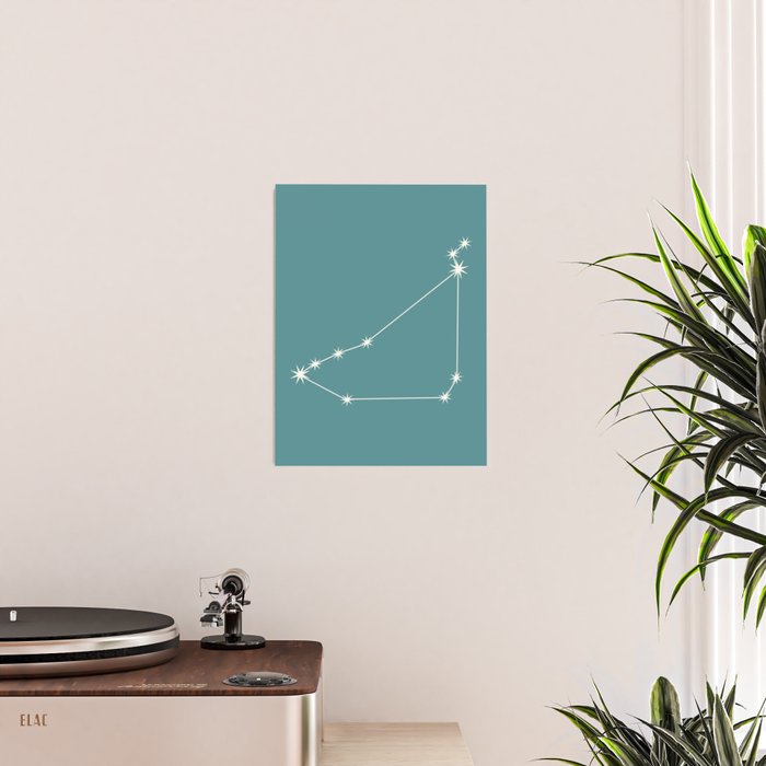 Capricorn Zodiac Star Constellation Line Art Teal Poster Gallery Image 2