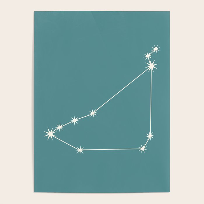 Capricorn Zodiac Star Constellation Line Art Teal Poster Gallery Image 4