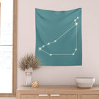 Capricorn Zodiac Star Constellation Line Art Teal Wall Tapestry Gallery Image 2