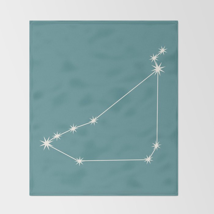 Capricorn Zodiac Star Constellation Line Art Teal Throw Blanket Gallery Image 2