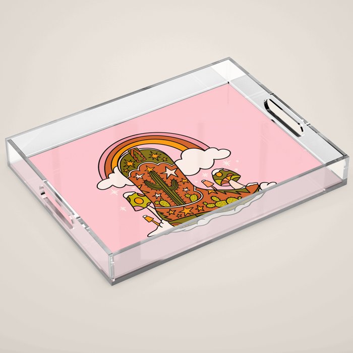 Christmas Cowboy Boots Acrylic Tray Gallery Image 1
