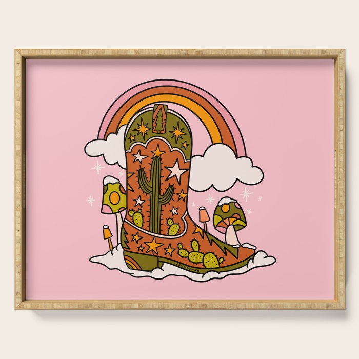 Christmas Cowboy Boots Serving Tray Gallery Image 1