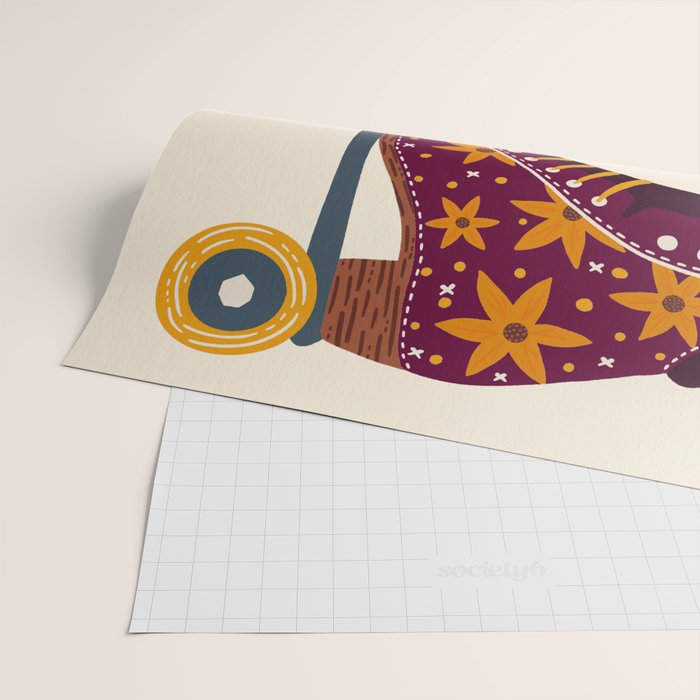 Retro Roller Skates - Fuchsia & Orange Wrapping Paper Gallery Image 2