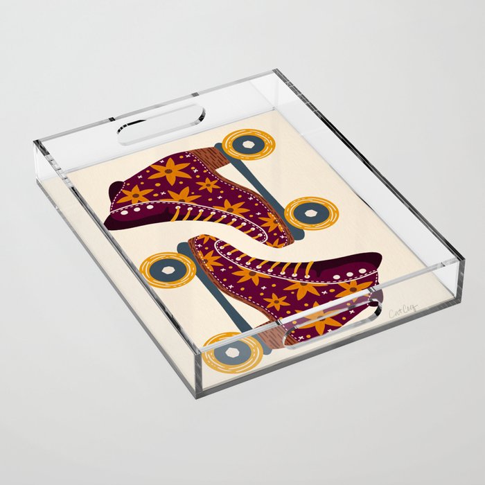 Retro Roller Skates - Fuchsia & Orange Acrylic Tray Gallery Image 1
