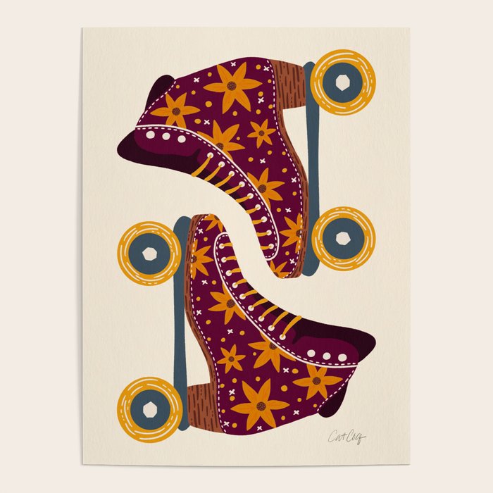 Retro Roller Skates - Fuchsia & Orange Poster Gallery Image 4