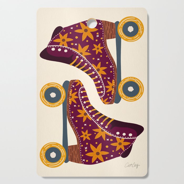 Retro Roller Skates - Fuchsia & Orange Cutting Board Gallery Image 1