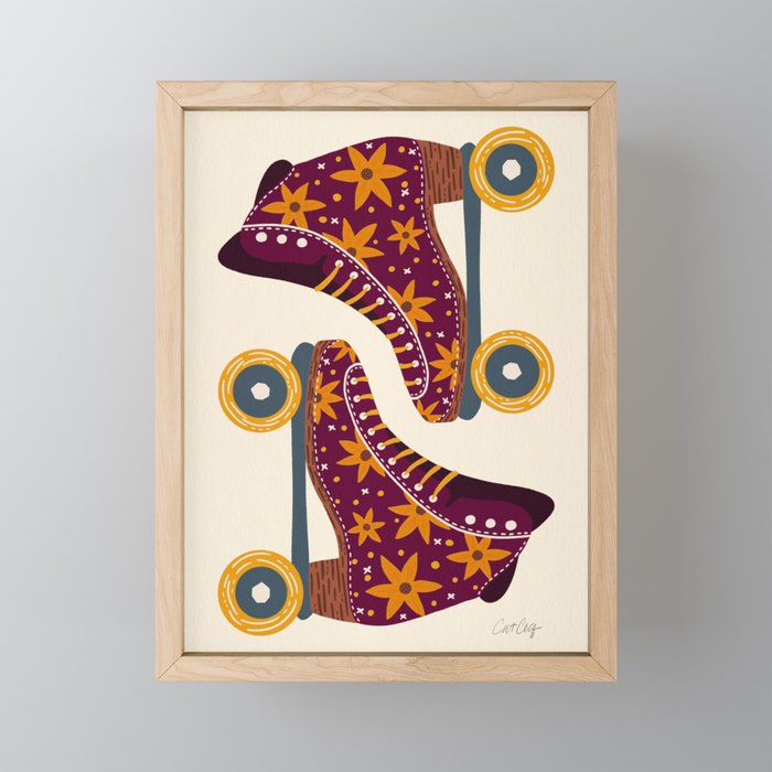 Retro Roller Skates - Fuchsia & Orange Mini Art Print Gallery Image 1