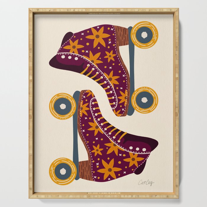 Retro Roller Skates - Fuchsia & Orange Serving Tray Gallery Image 1