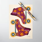 Retro Roller Skates - Fuchsia & Orange Wrapping Paper Gallery Image 1