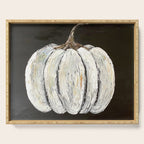 Rustic White Pumpkin on Black Background Serving Tray Gallery Image 1