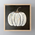 Rustic White Pumpkin on Black Background Mini Art Print Gallery Image 1