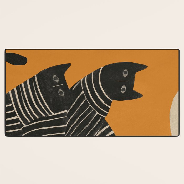 Abstract Black Cats Desk Mat Gallery Image 3