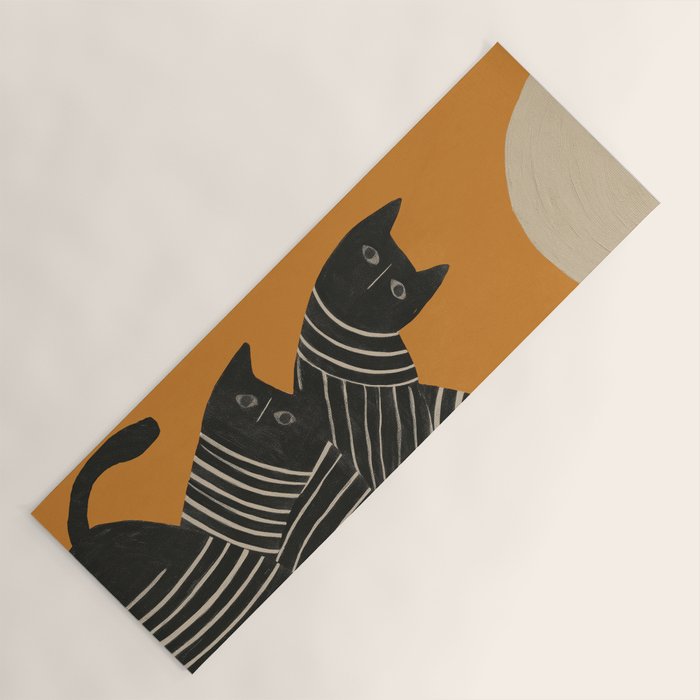 Abstract Black Cats Yoga Mat Gallery Image 1