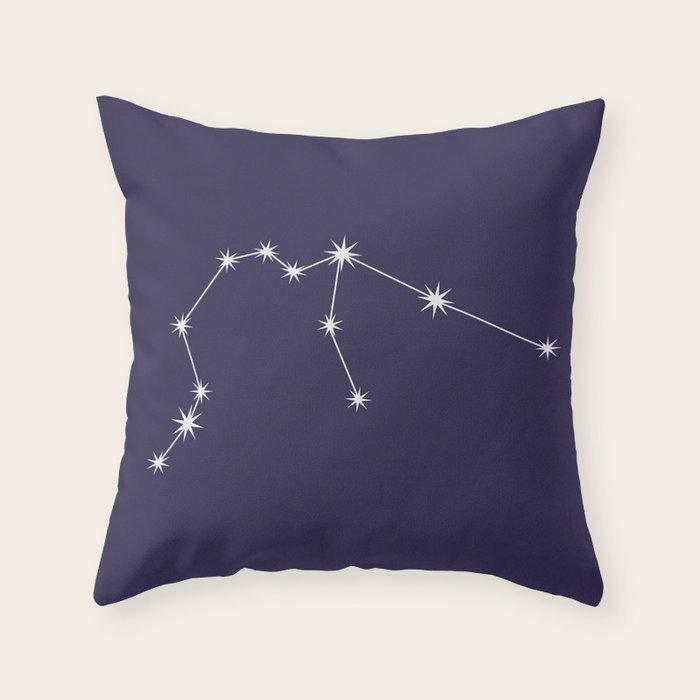 Aquarius Zodiac Star Constellation Line Art Dark Purple Throw Pillow Gallery Image 1